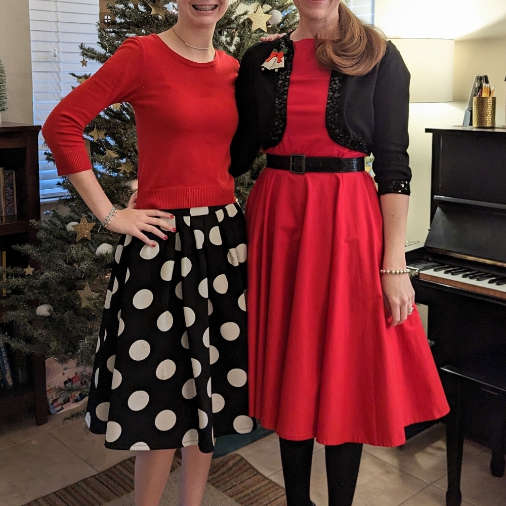 Red Fit and Flare Midi Dress